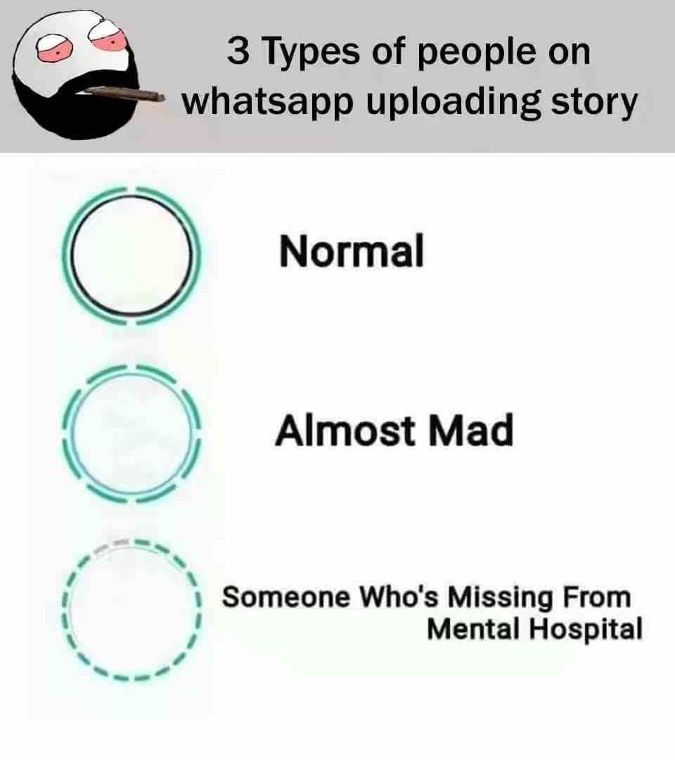 3 Type of people on whatsapp uploading story