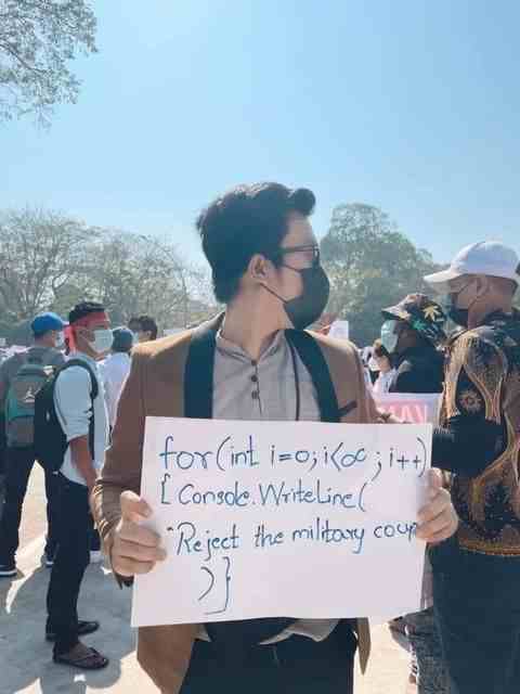 A Myanmar Programmer protesting Military Coup!!