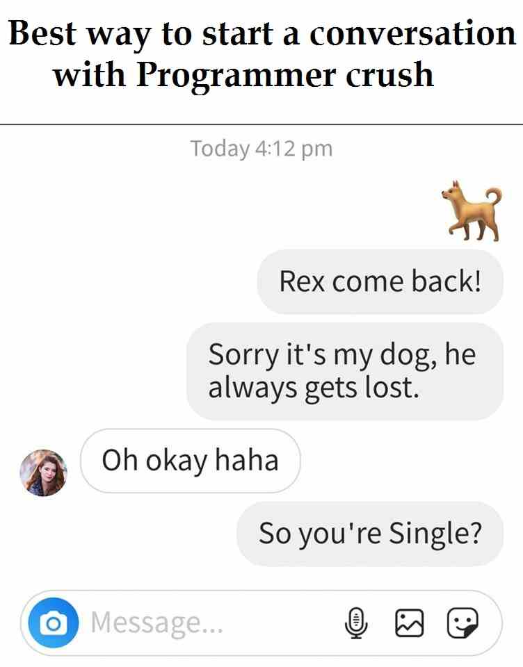 Best way to start a conversation with Programmer crush