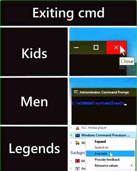 Exiting cmd uses kids men and Legends