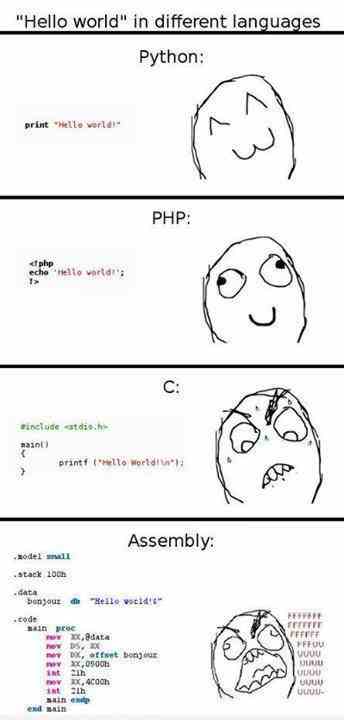 Hello world in different Programming languages