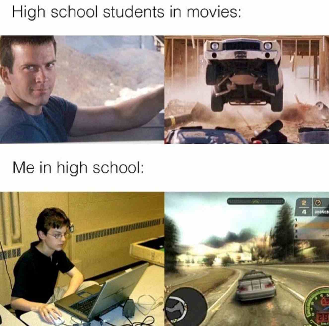 High school students in movies Vs Me in high school