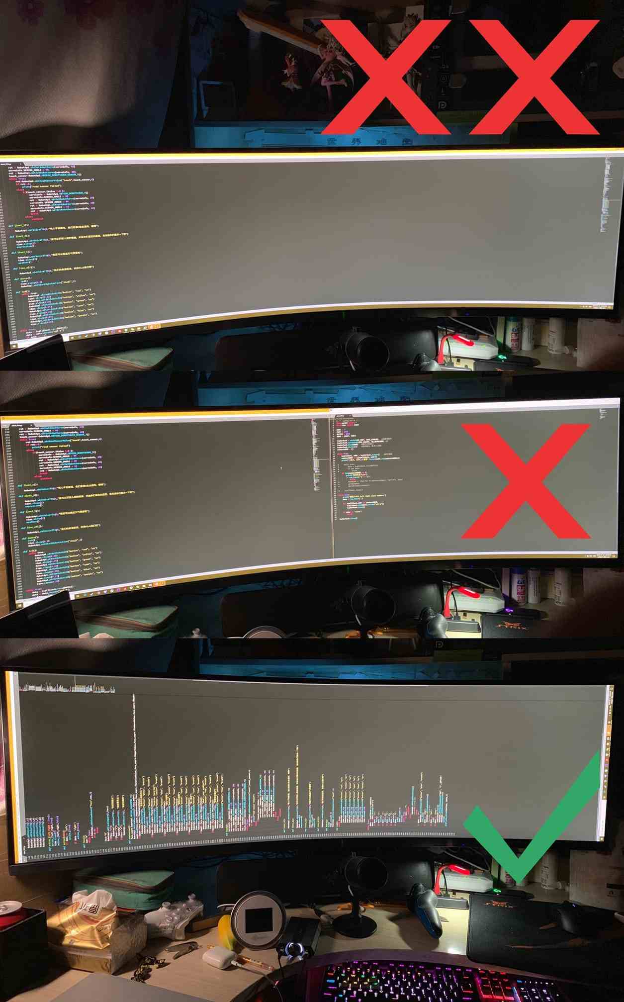how to write long codes with a ultra-wide monitor correctly! 