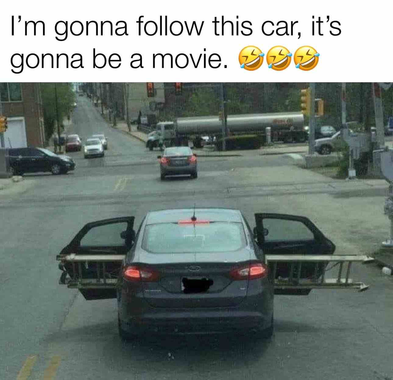 I'm gonna follow this car it's gonna be a movie
