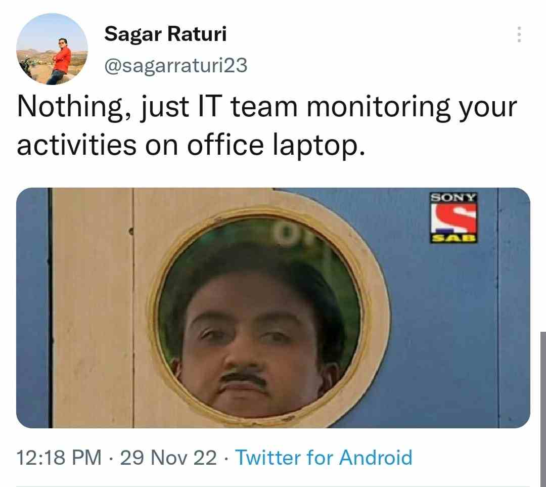 Just IT team monitoring your activities on office laptop