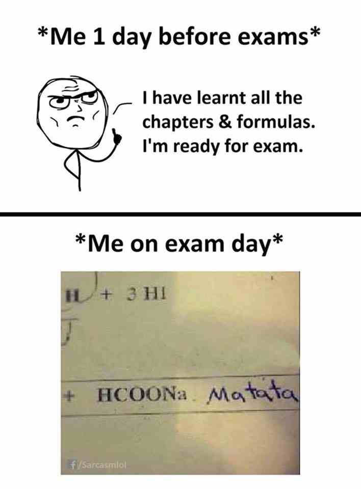 Me 1 day before exams vs Me on exam day