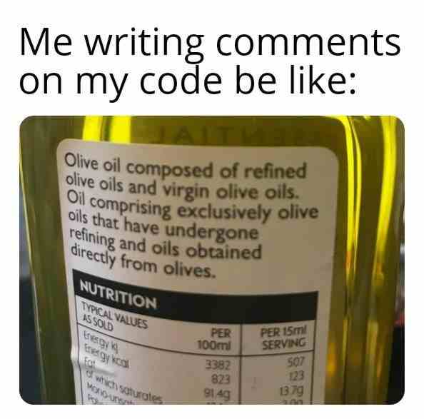 Me writing comments on my code be like
