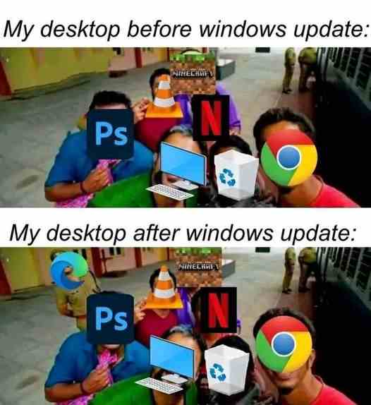 My desktop before windows update vs My desktop after windows update2