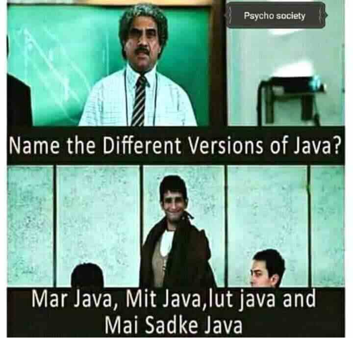 Name the different versions of Java?