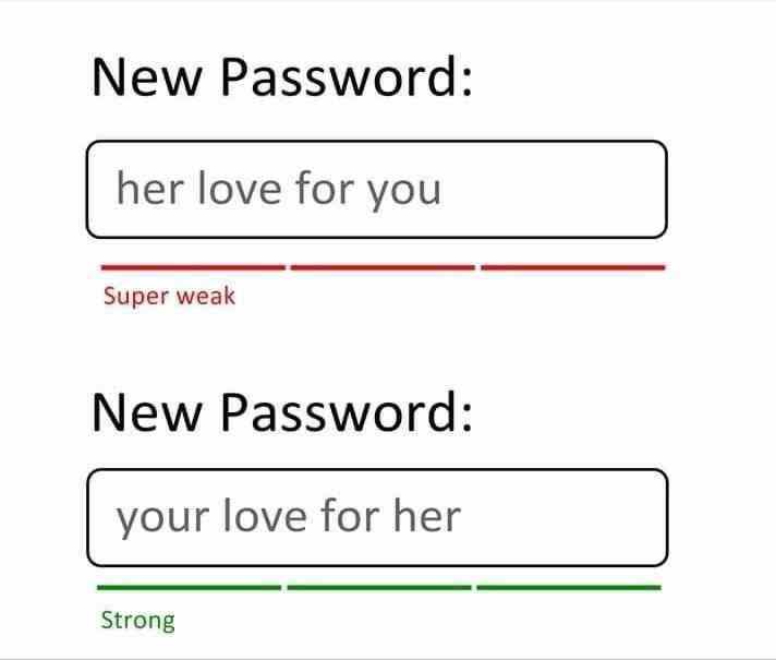 New password super weak vs strong