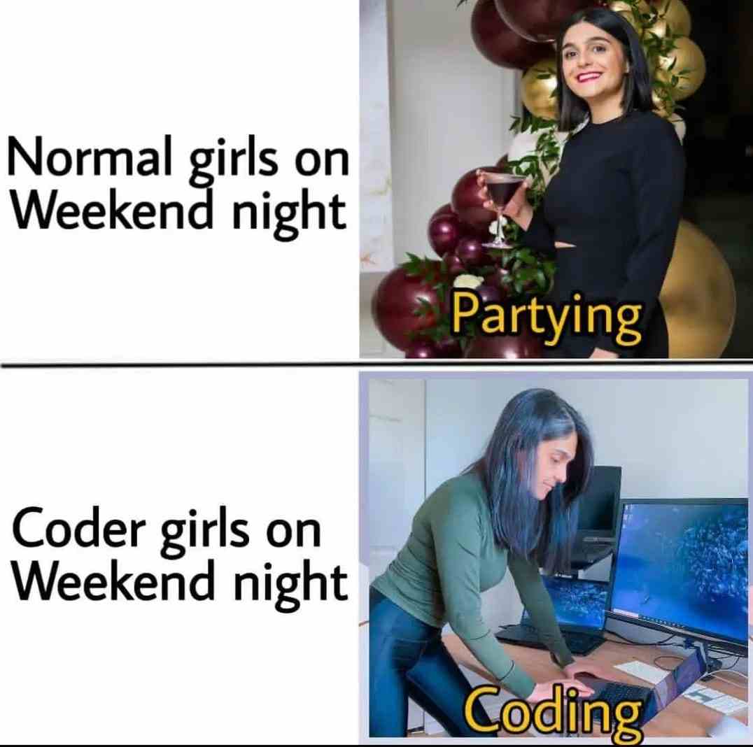 Normal people on Weekend night vs Coder on Weekend night