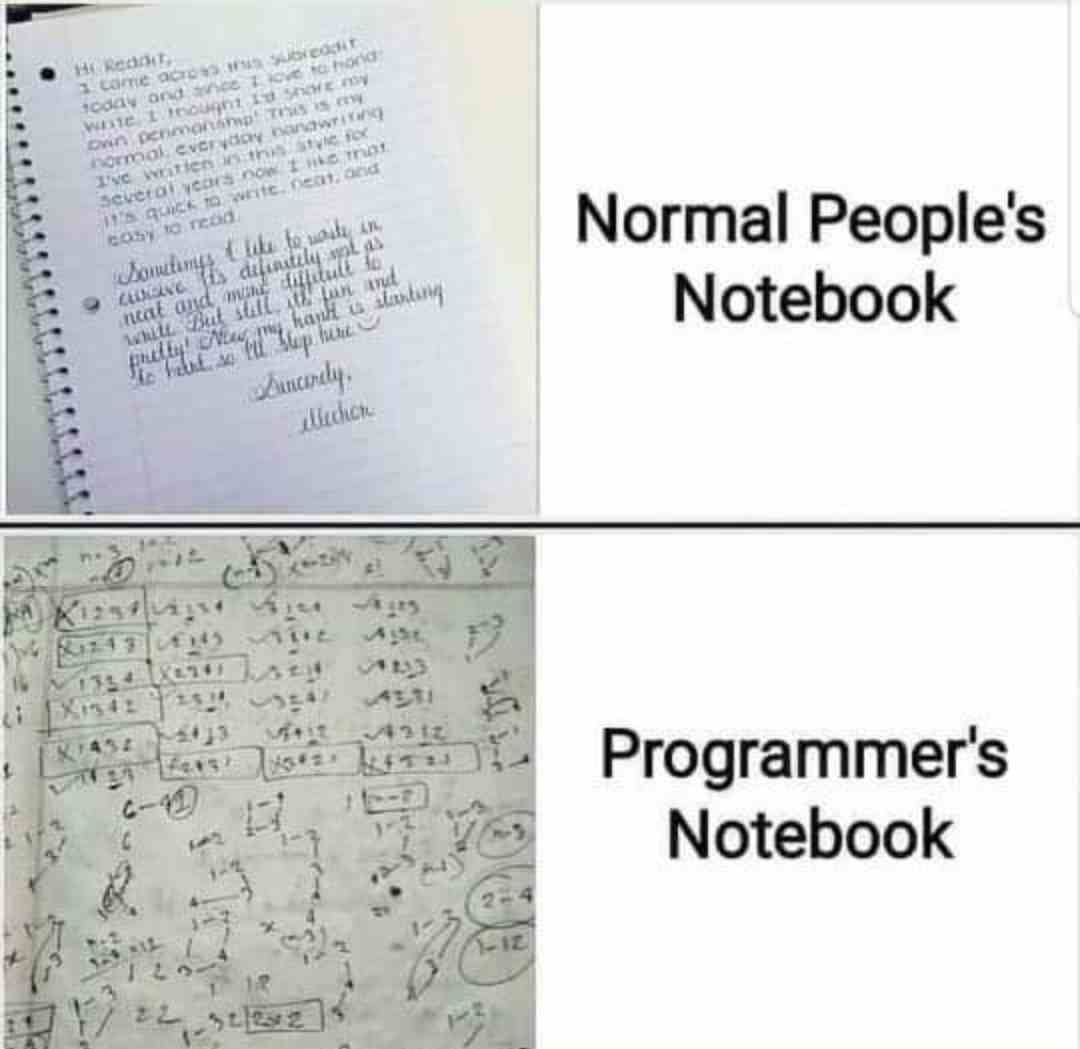 Normal people's Note book vs Programmer's Notebook