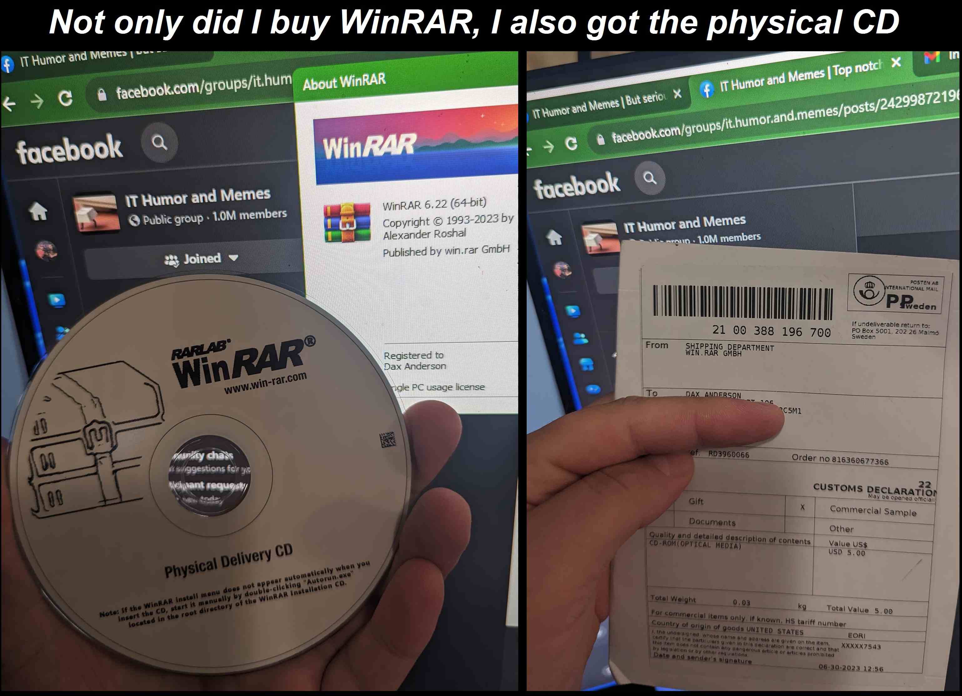 Not only did i buy winrar, i also got the physical CD