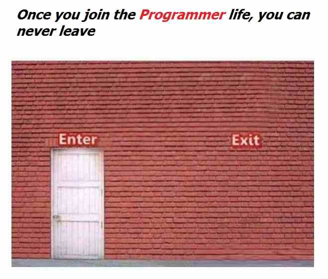 Once you join the programmer life you can never leave