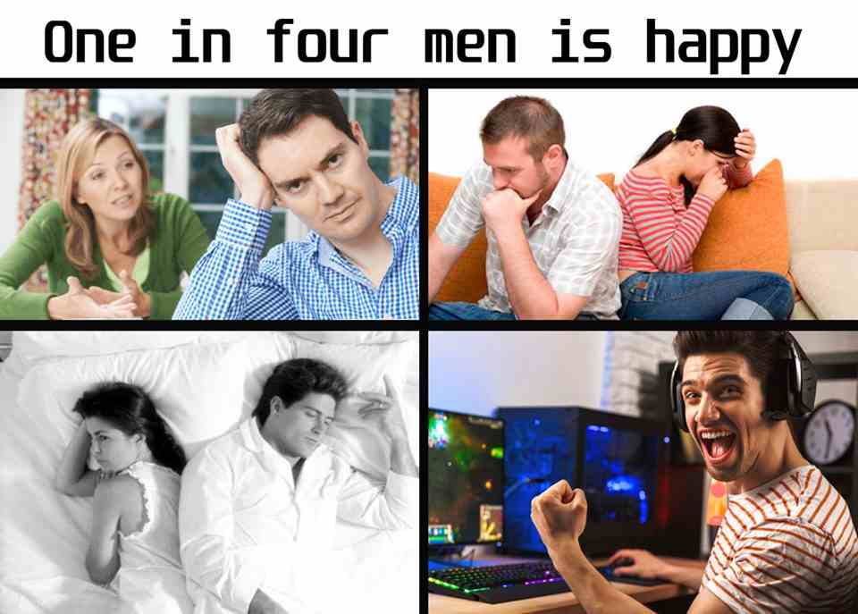 One in four men is happy