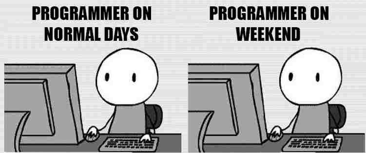 Programmer's Life on Normal days vs in weekend