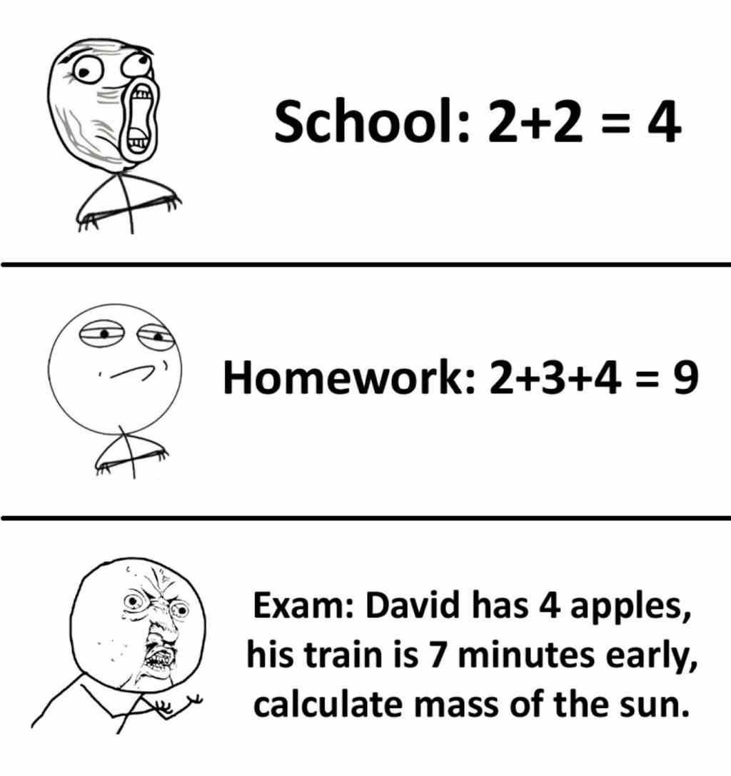 homework vs test meme