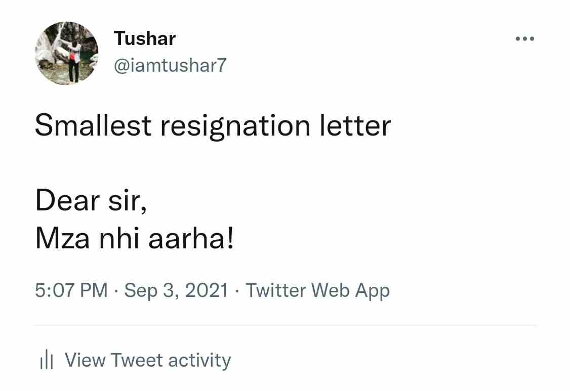 Smallest resignation letter