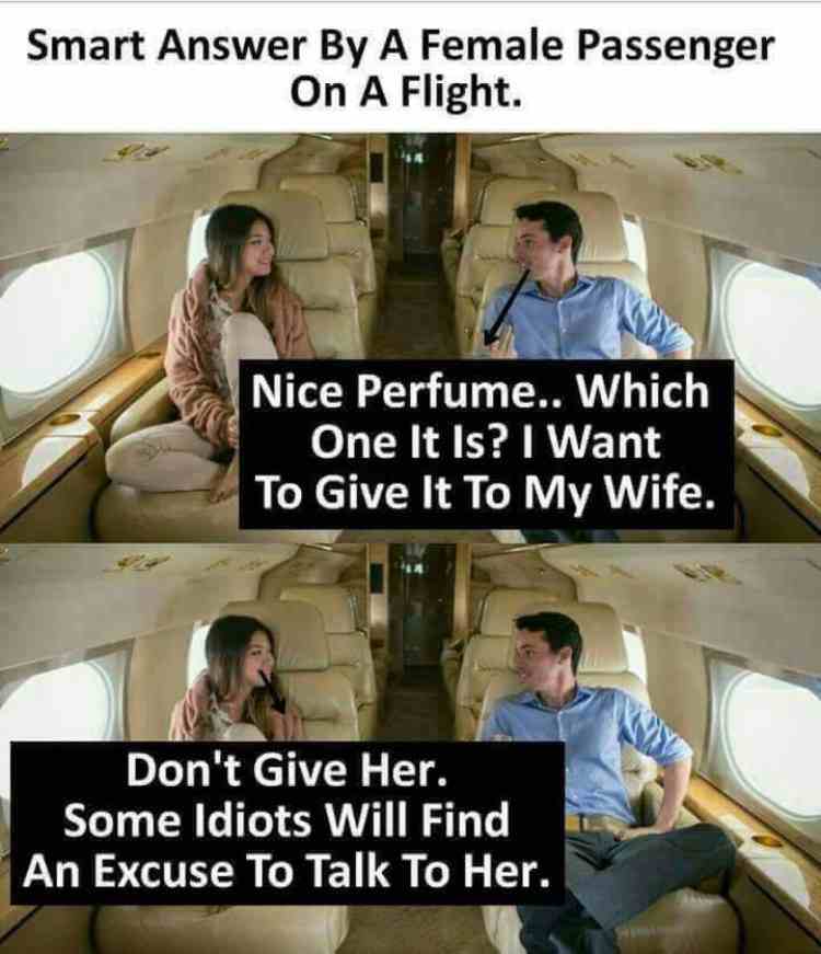 Smart Answer By A Female Passenger On A Flight