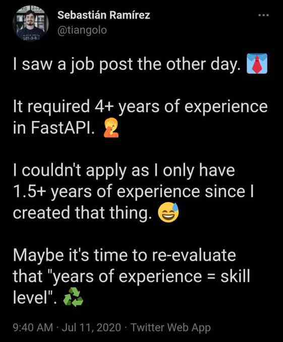 someone applied claiming 5+ years experience.