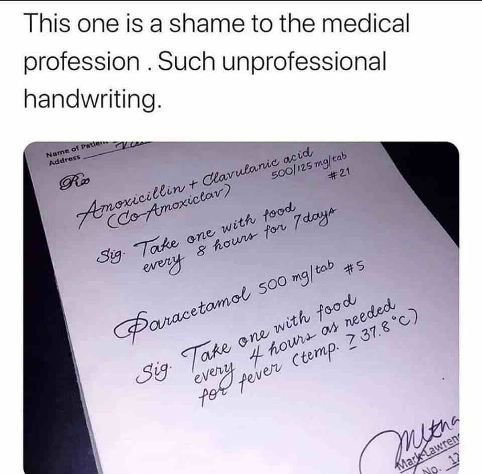 Such unprofessional handwriting