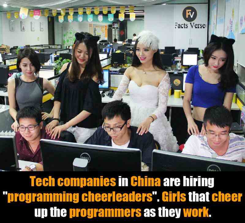 Tech Companies In China Are Hiring Programming Cheerleaders Girls That Cheer Up The Programmers As They Work
