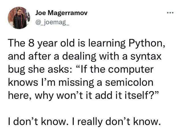 The 8 year old is learning python