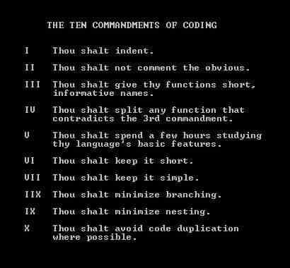 The Ten Commandments Of Coding