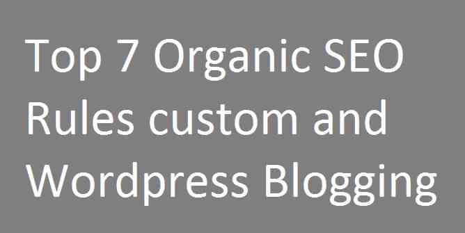 Top 7 Organic SEO  Rules custom and Wordpress Blogging