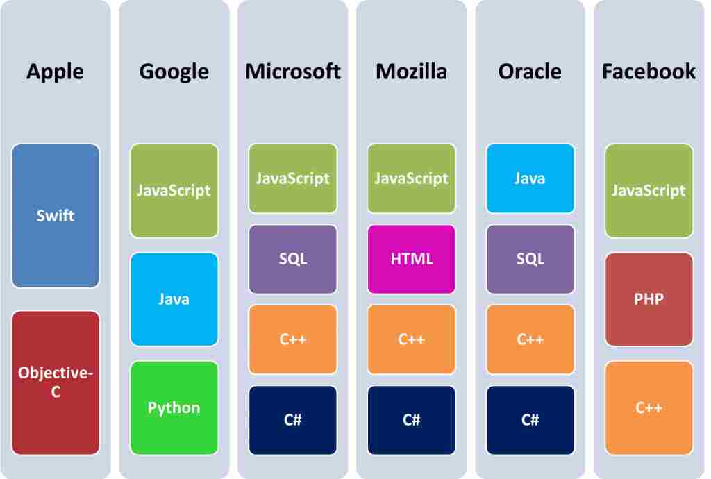 Top 6 Companies Programming languages uses chart