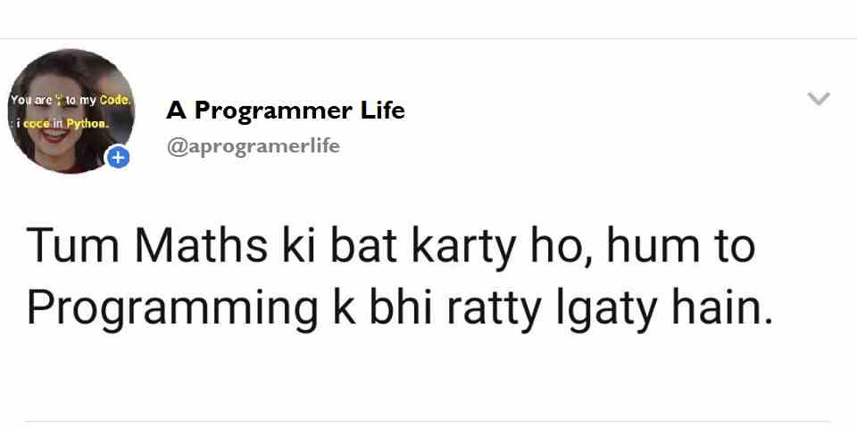Tum Maths ki bat karty ho, hum to programming k bhi ratty lgaty hain