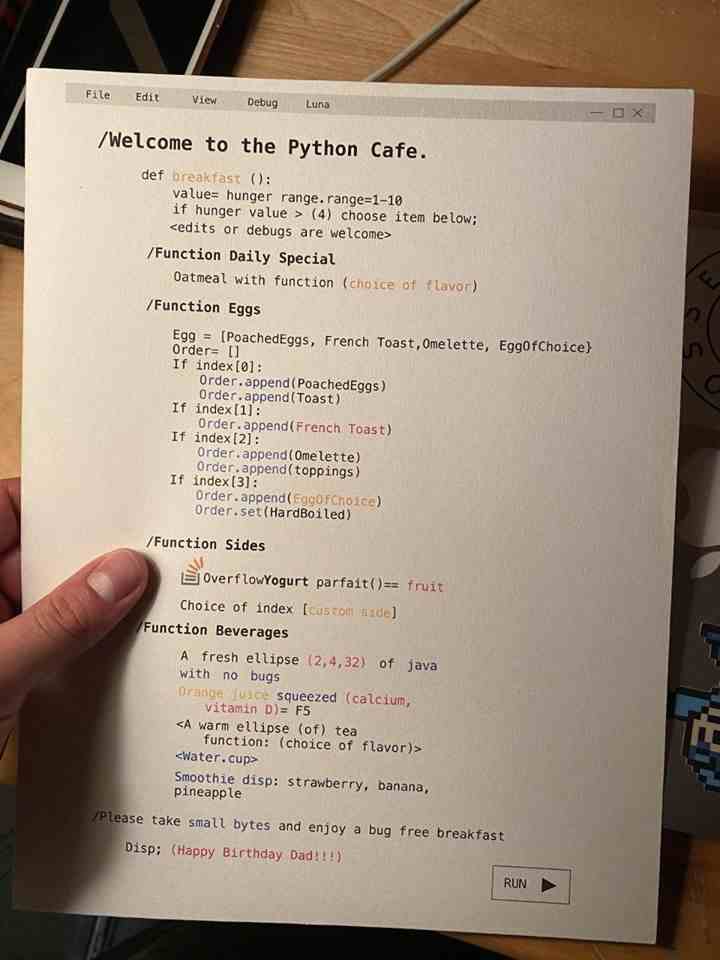Welcome to the python cafe