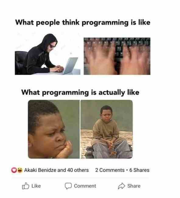 What people think programming is like & what programming is actually