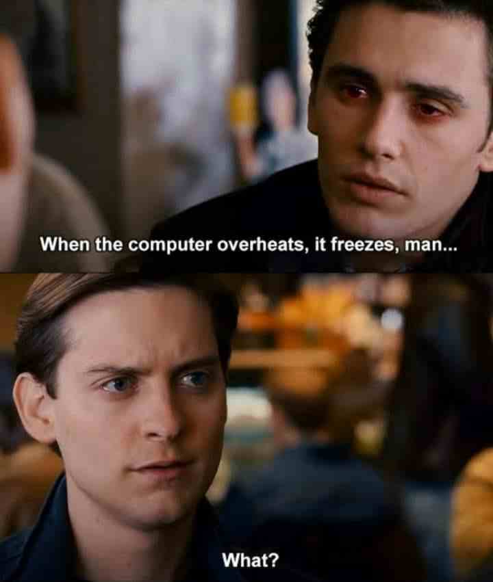 When the computer overheats, it freezes, man...
