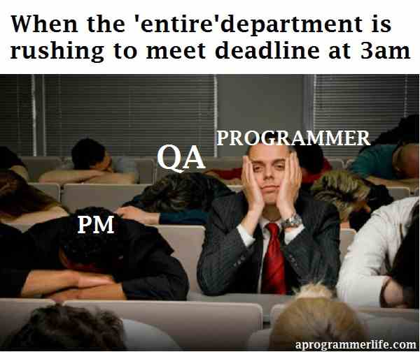 When the entire department is rushing to meet deadline at 3am