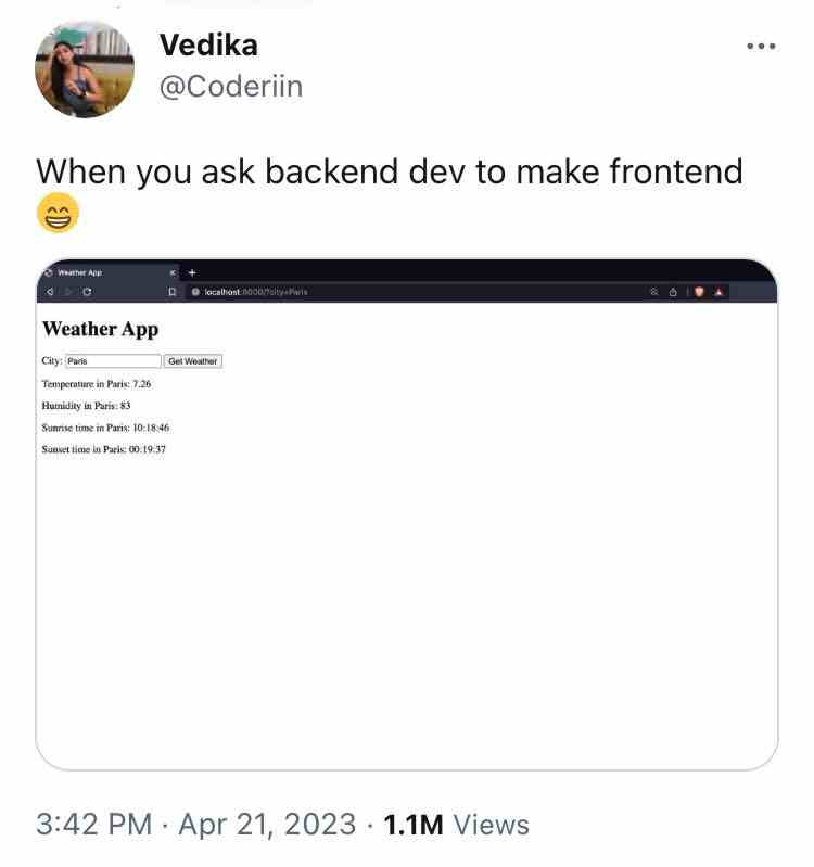 When you ask backend dev to make frontend