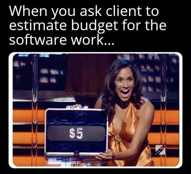 When you ask client to estimate budget for the software work...