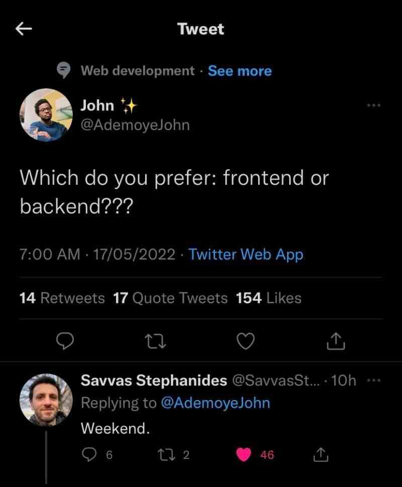 Which do you prefer frontend or backend?