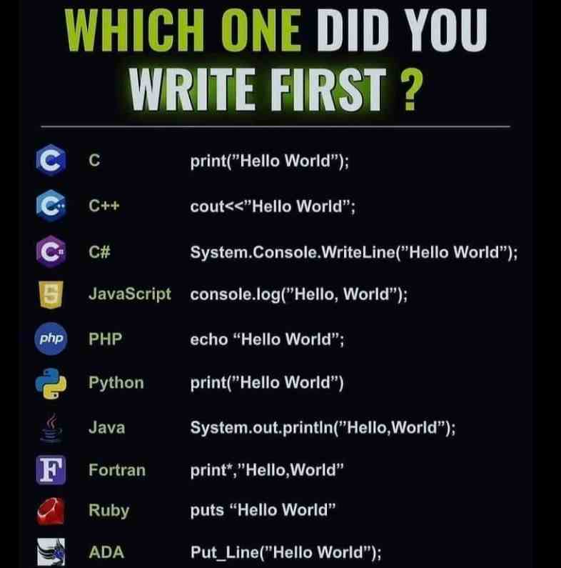Which one Programming Language did you write first?