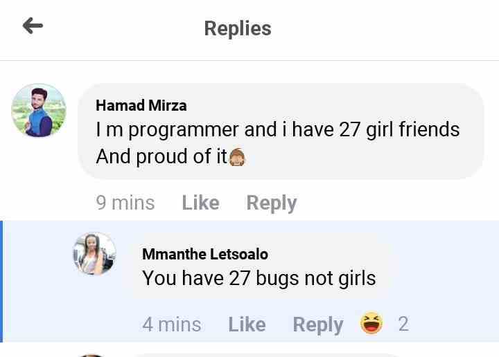 You have 27 bugs not girls