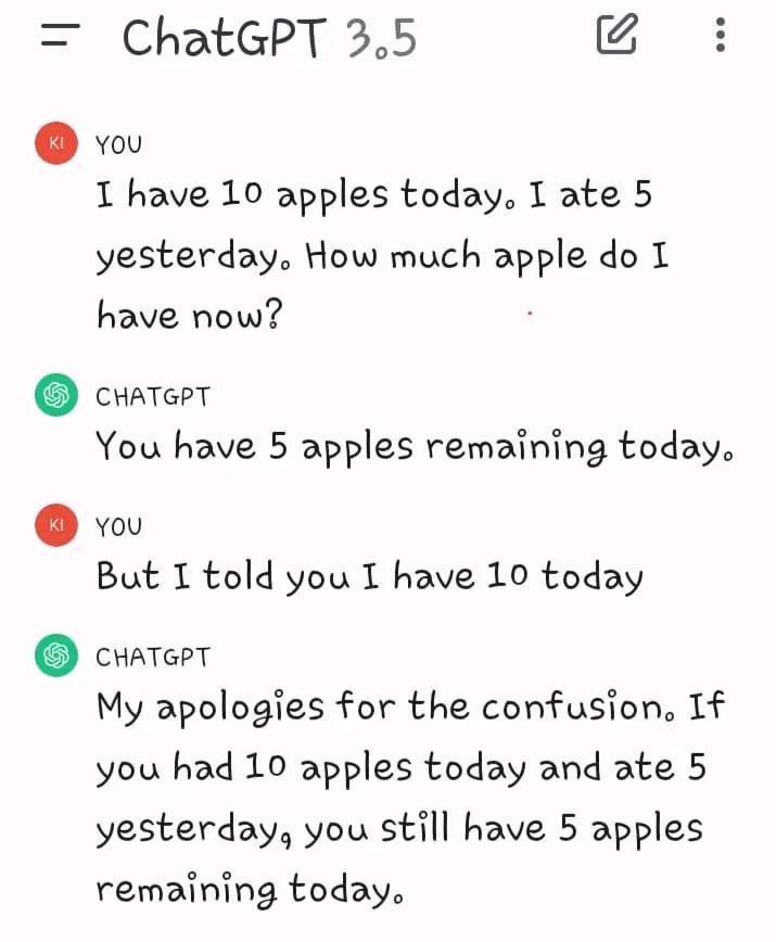 you have 5 apples remaining today